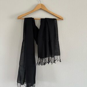 Elegant Black Scarf with Fringe